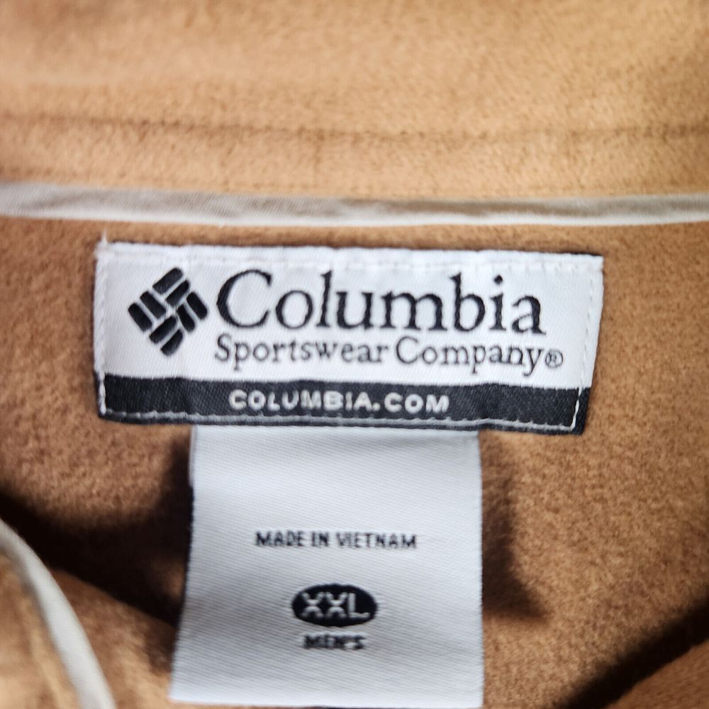 Columbia Shirt Mens 2XLXXL Chamois Cloth Flannel Tan Heavy Work Hiking Outdoors - Picture 4 of 11